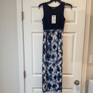 Navy and White Maxi Dress